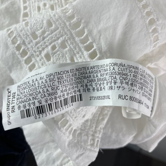 ZARA Embroidered Eyelet Mini Dress Oyster White Size XL - Picture 6 of 7